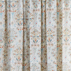 Edena Deco Floral Natural Pencil Pleat Curtains