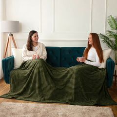 Dalton Olive Extra Large Ribbed Fleece Throw (200cm x 240cm)