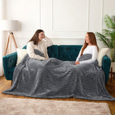 Dalton Grey Extra Large Ribbed Fleece Throw (200cm x 240cm)