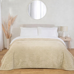 Dalton Natural Extra Large Ribbed Fleece Throw (200cm x 240cm)
