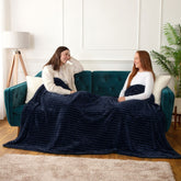 Dalton Navy Extra Large Ribbed Fleece Throw (200cm x 240cm)