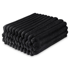 Dalton Black Extra Large Ribbed Fleece Throw (200cm x 240cm)
