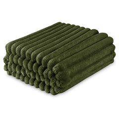 Dalton Olive Extra Large Ribbed Fleece Throw (200cm x 240cm)