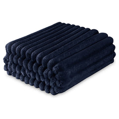 Dalton Navy Extra Large Ribbed Fleece Throw (200cm x 240cm)