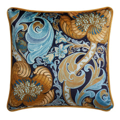 Laurence Llewelyn-Bowen Down the Dilly Ochre/Blue Velvet Cushion (43cm x 43cm)