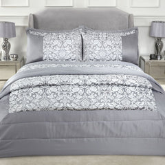 Eden Silver Embellished Jacquard Quilted Bedspread Set