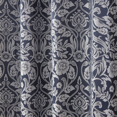 Eden Navy Lined Eyelet Jacquard Curtains