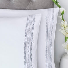 Embroidered Band White 200 Thread Count 100% Cotton Duvet Set