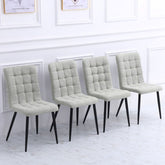 Set of 4 Linen Velvet Armless Dining Chairs