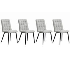 Set of 4 Linen Velvet Armless Dining Chairs