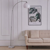 Modern Arched Floor Lamp with White Lampshade