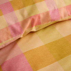 Block Check Orange Duvet Set