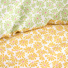 Retro Daisy Floral Yellow Reversible Duvet Set