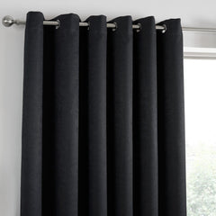 Strata Black Dim Out Eyelet Curtains