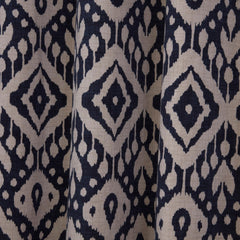 Marrakech Navy Blue Geometric Eyelet Curtains