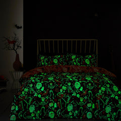 Halloween Day of the Dead Glow in the Dark Duvet Cover Set