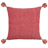 Herringbone Red Recycled Cotton Cushion Cover (Pair)