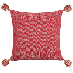 Herringbone Red Recycled Cotton Cushion Cover (Pair)