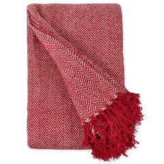 Herringbone Red Recycled Cotton Throw