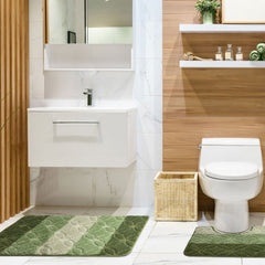 Halo Sage Green Tonal Stripe 2 Piece Bath Mat Set