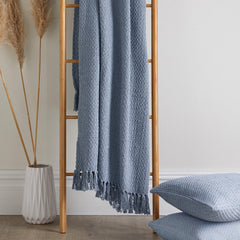 Hayden Blue Cotton Throw (130cm x 180cm)