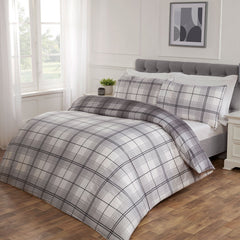 Seattle Grey Check Reversible Super Soft Duvet Set