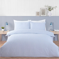 Cool Comfort Blue Stripe Cotton Lyocell Duvet Set