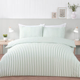 Cool Comfort Green Stripe Cotton Lyocell Duvet Set