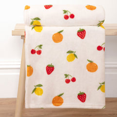 Tutti Frutti Fruit Printed Fleece Throw (130cm x 150cm)