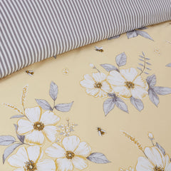Flower Bee Lemon Yellow Reversible Duvet Set