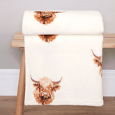 Harold Highland Cow Printed Fleece Throw (130cm x 150cm)