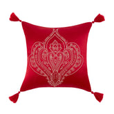 Regency Red Embroidered Matt Satin Cushion (40cm x 40cm)