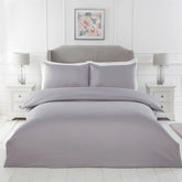 Satin Stripe Silver Grey 210TC 100% Cotton Duvet Set