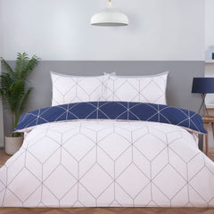 Zen Navy Geometric Duvet Set