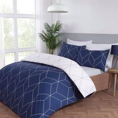 Zen Navy Geometric Duvet Set