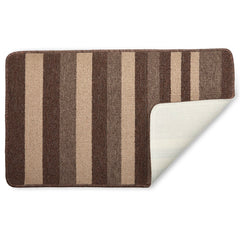 Jersey Contrast Taupe Stripe 2 Piece Bath Mat Set