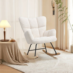 Sherpa White Tufted Rocking Chair