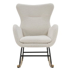 Sherpa Upholstered White Rocking Chair