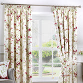 Jeannie Red Floral Pencil Pleat Curtains
