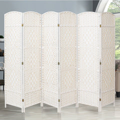 Folding Room Divider Wood Fabric Screen