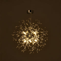 Dandelion-Style Chrome Crystal Pendant Light
