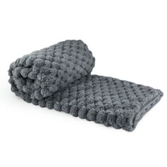 Lush Charcoal Grey Fluffy Faux Fur Throw Blanket