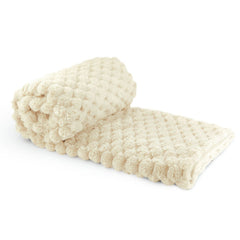 Lush Cream Fluffy Faux Fur Throw Blanket