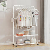 Double Rod White Metal Clothes Rack