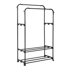 Metal Double Rod Black Clothes Rack