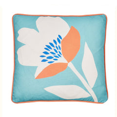Luna Duck Egg Reversible Floral Outdoor Cushion (43cm x 43cm)