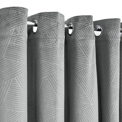 Midnight Silver Embossed Velvet Thermal Eyelet Door Curtain