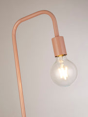 Matt Pink Floor Lamp With Overhanging Bulb