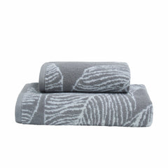 Matteo Grey Leaf Print 550gsm Cotton Towels