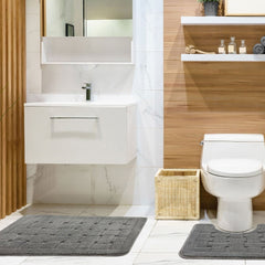 Orkney Grey Crosshatch 2 Piece Bath Mat Set